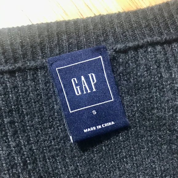 GAP Small Women's Dark Grey, White Striped Scoop Neck Tunic Sweater Wool Blend - Picture 7 of 16